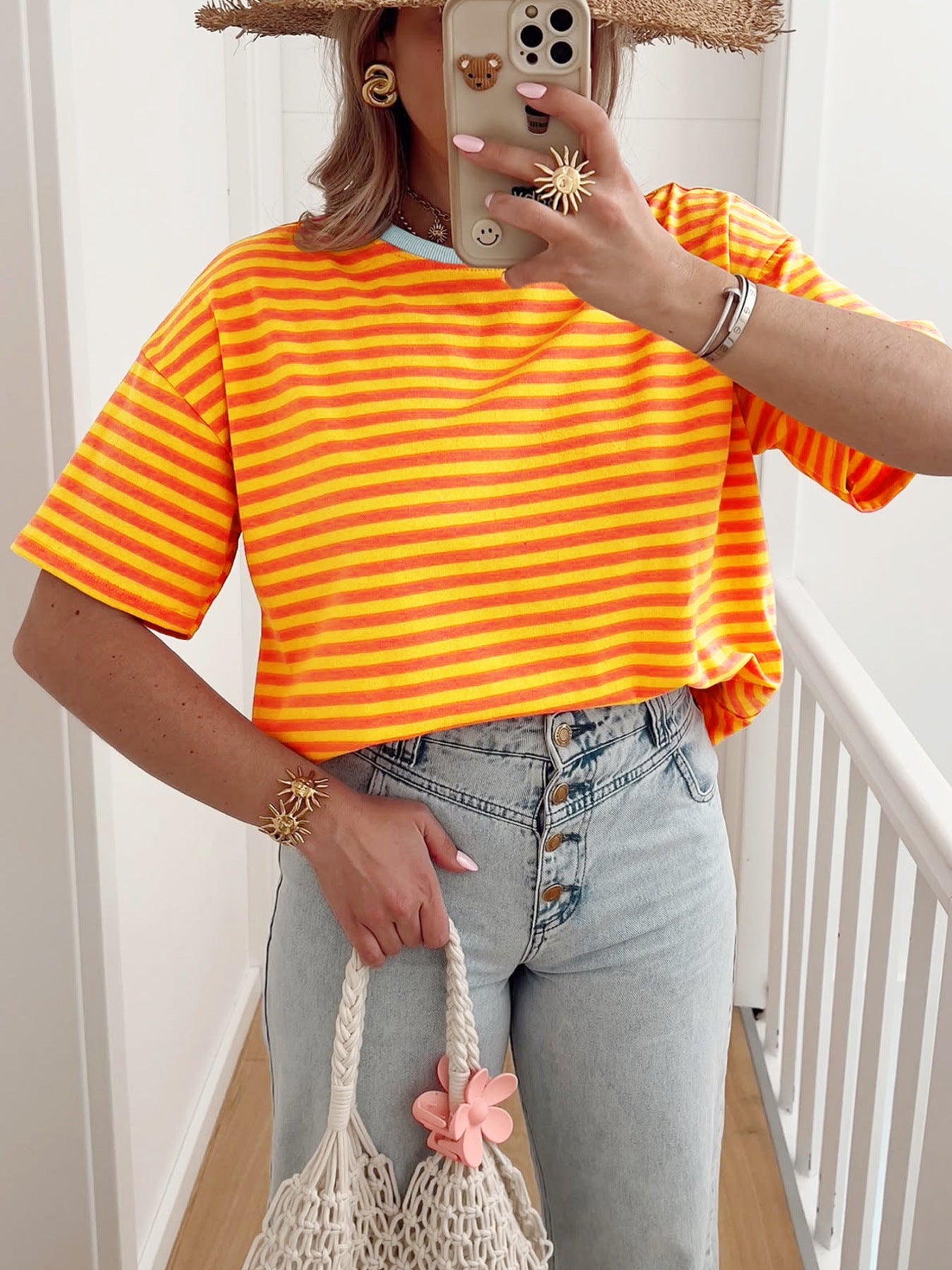 Striped Round Neck Casual T-Shirt