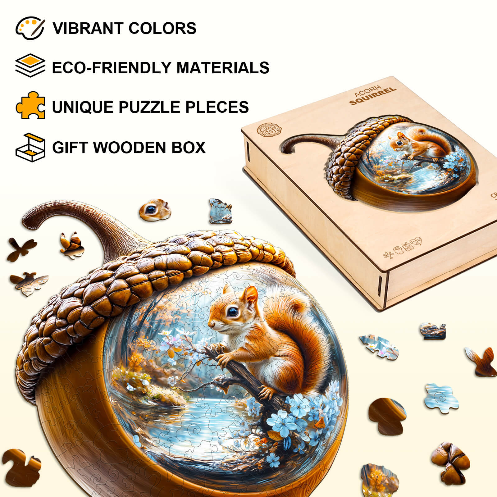 Acorn squirrel Wooden Jigsaw Puzzle
