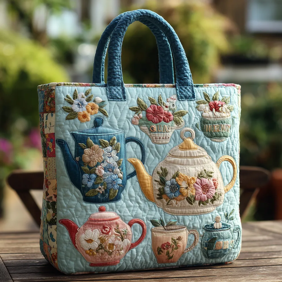 A Cup of Calm – Teapot Quilted Tote Bag