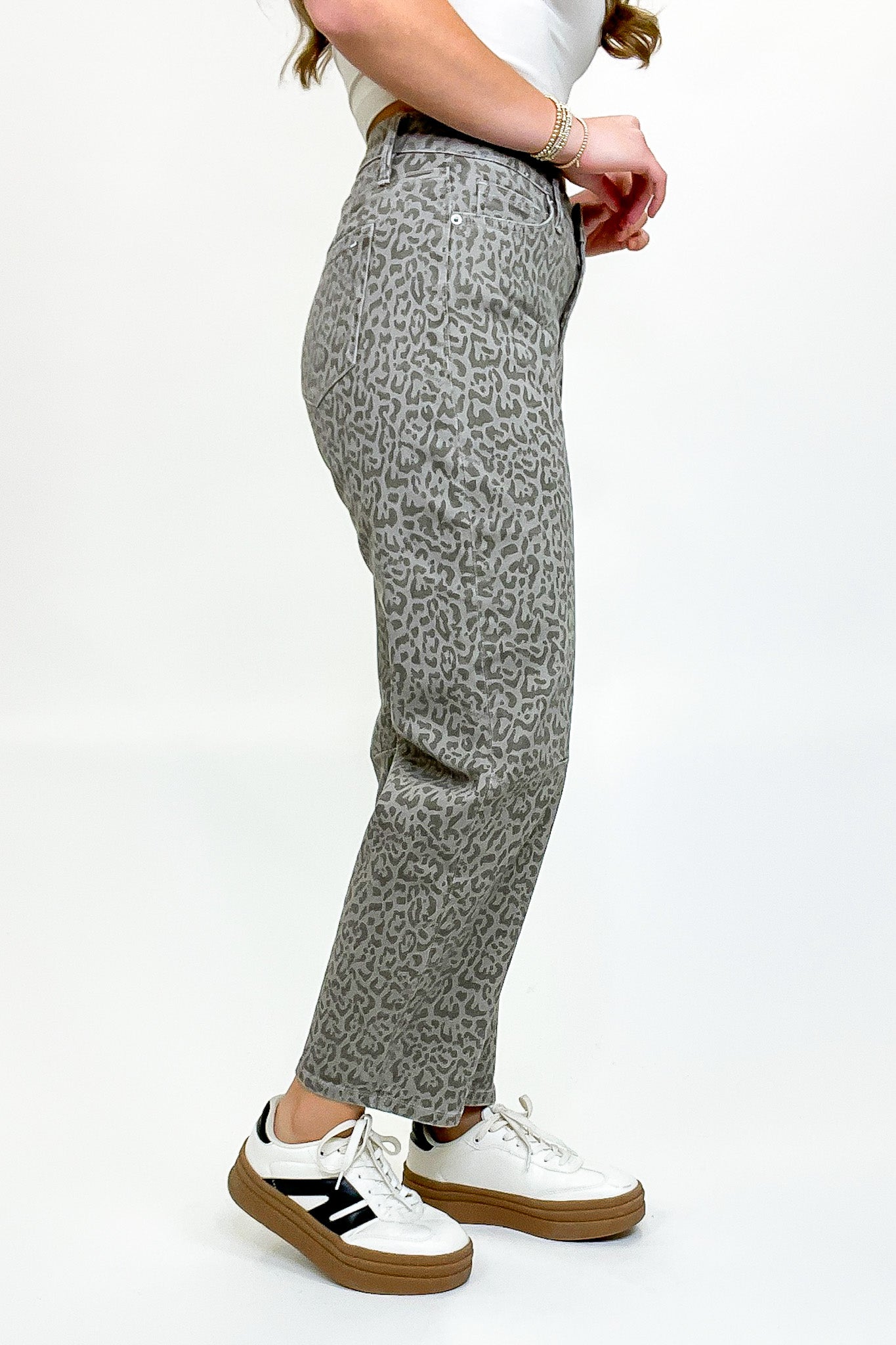 High Rise Tummy Tuck Animal Print Barrel Pants