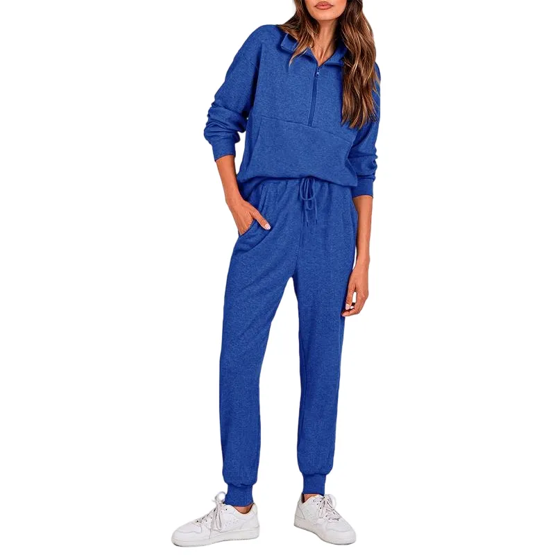 Women's 2-Piece Sweatpants Set Long Sleeve Half Zip Pullover Sweatshirt and Pants