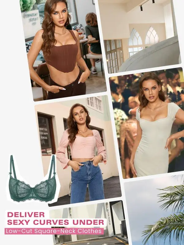 Women's Plus Size Lace Push-Up Balconette Bra