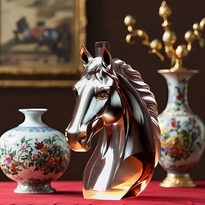 Handblown Horse Whiskey Bottle  Timeless Elegance Meets Craftsmanship