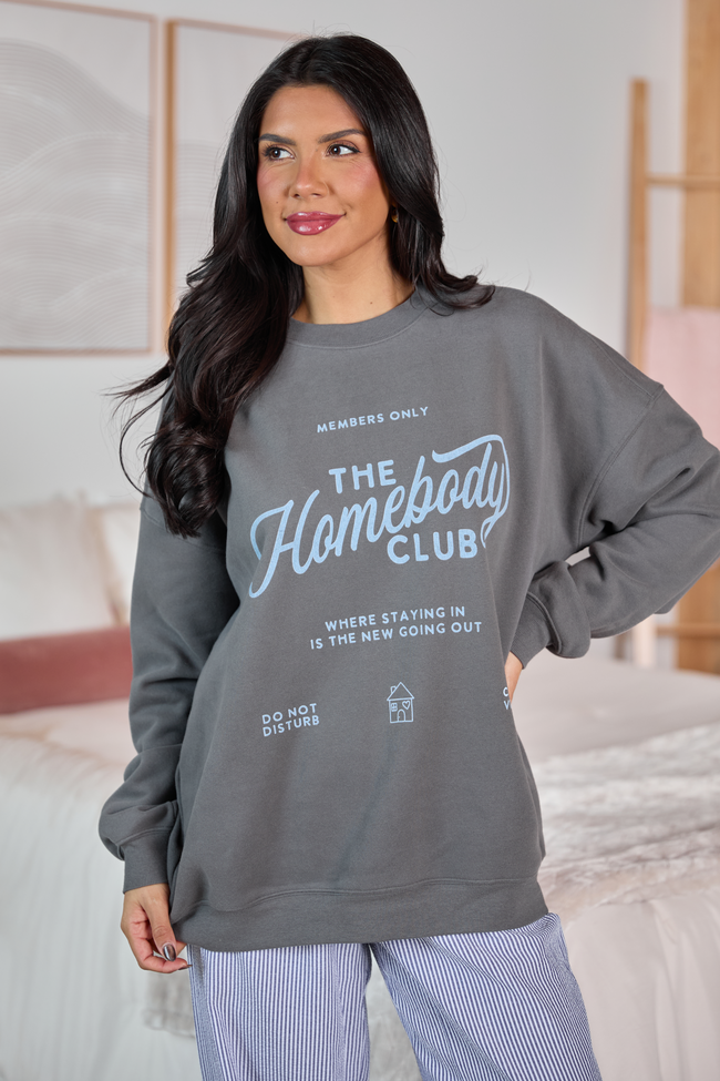 The Homebody Club Dark Grey Graphic Sweatshirt