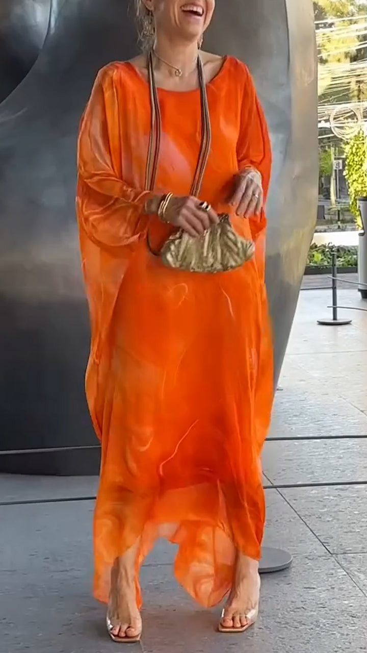 Women's Round Neck Loose Printed Dress