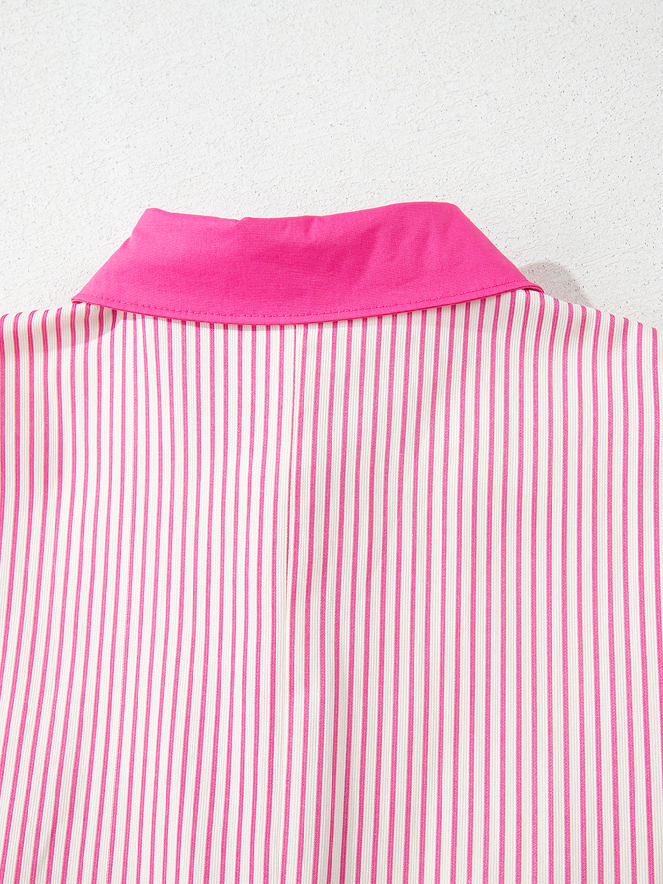 Stripe Color Block Patchwork Shirt Collar Button Down Puff Sleeve Mini Dress