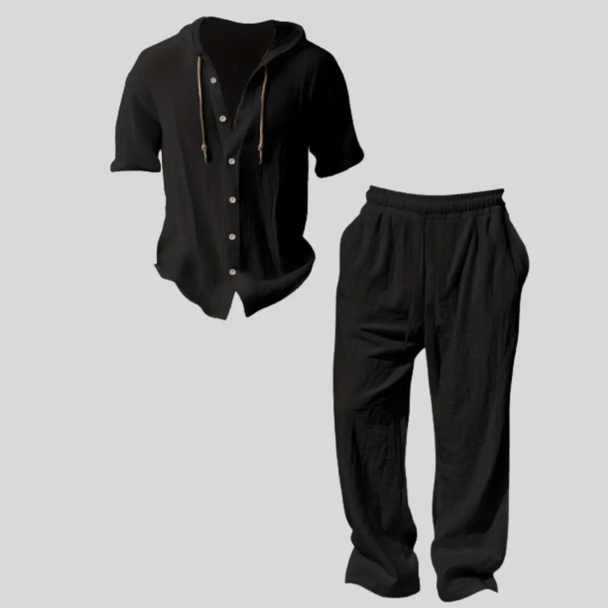 Men’s lightweight two-piece set with a hood, casual vacation style