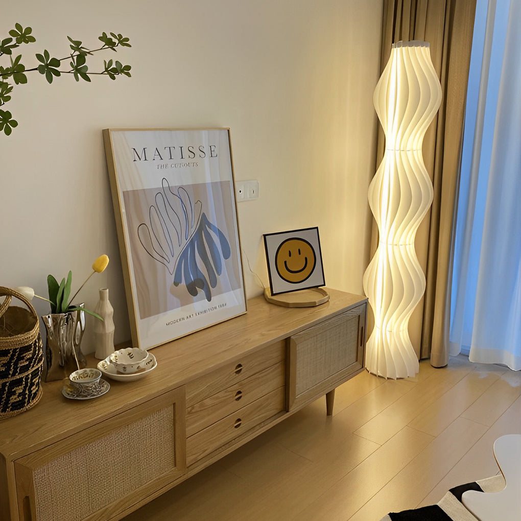 Pleated Grass Skirt Three Step Dimming LED White Ins Nordic Floor Lamp