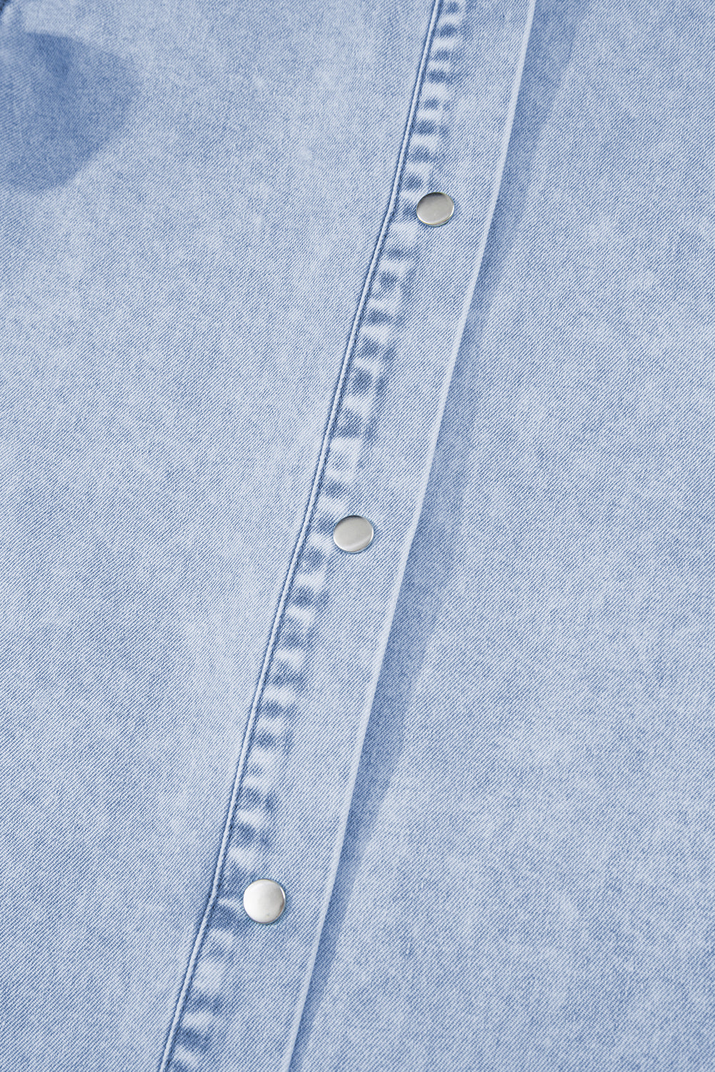 Beau Blue Double Ruffled Sleeves Buttoned A-line Collared Mini Denim Dress