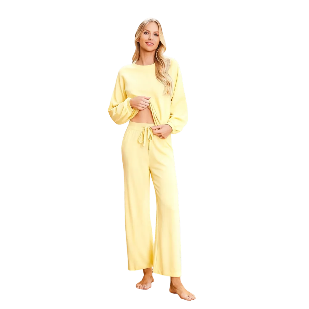 Womens Fall Winter Casual Solid Knitted 2 Piece Sets Long Sleeve Hoodie