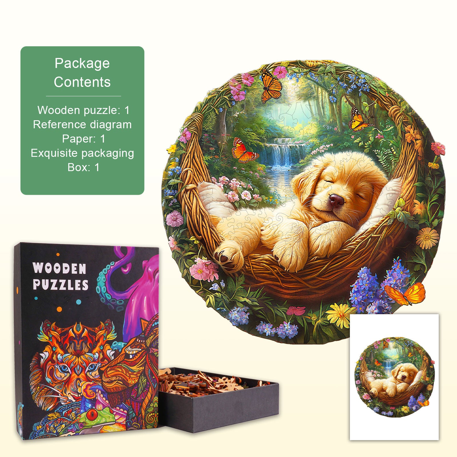 Sleeping puppy Wooden Jigsaw Puzzle