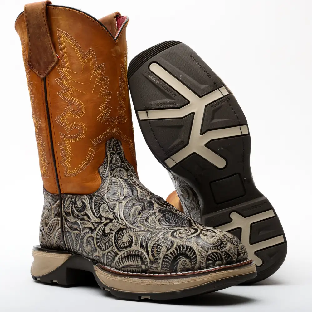 TBR Desert Hand-Tooled Leather Boots With 3D Lightweight Sole - Composite Toe