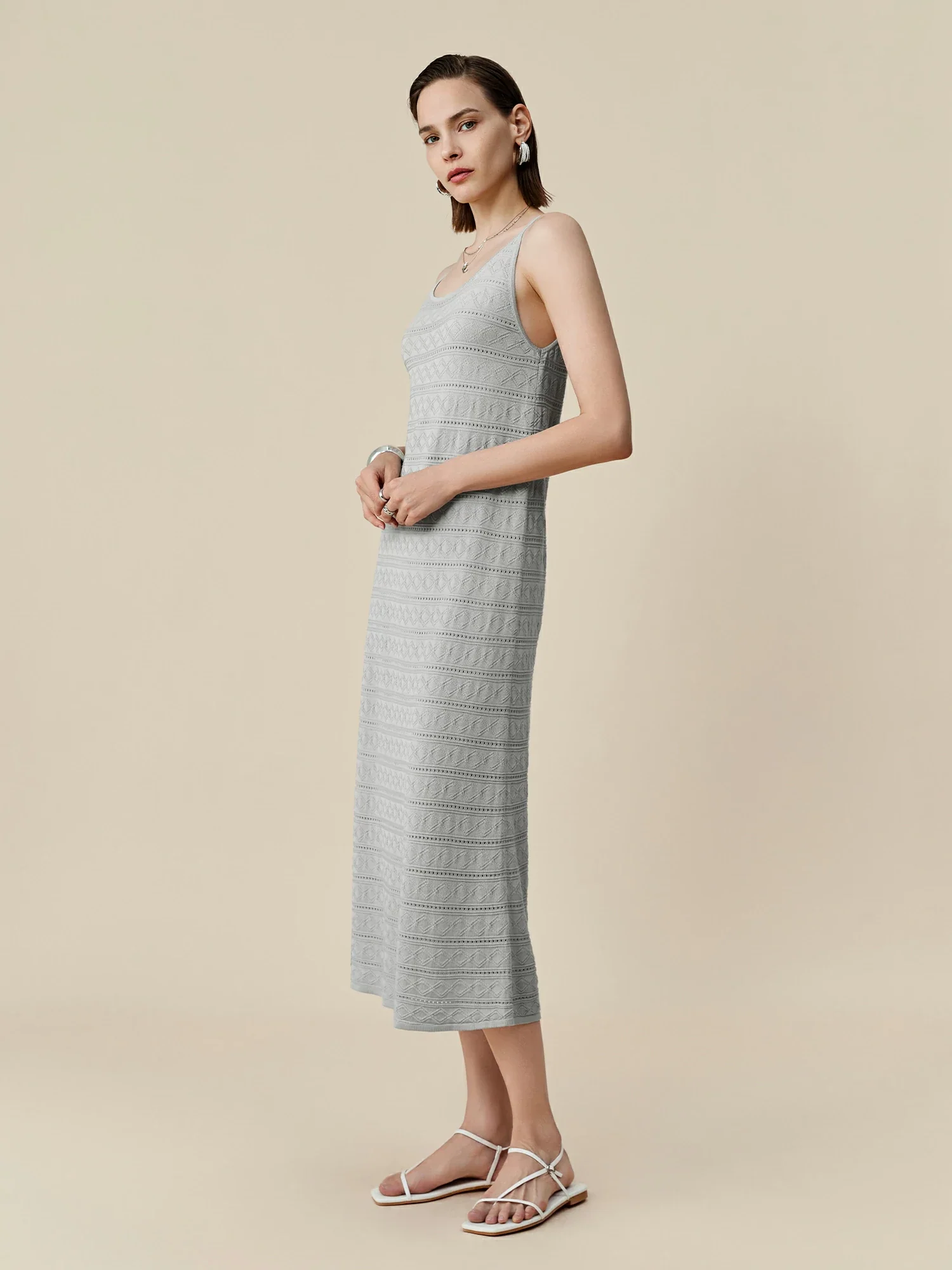 100% Lyocell Round Neck Camisole Knitted Dress