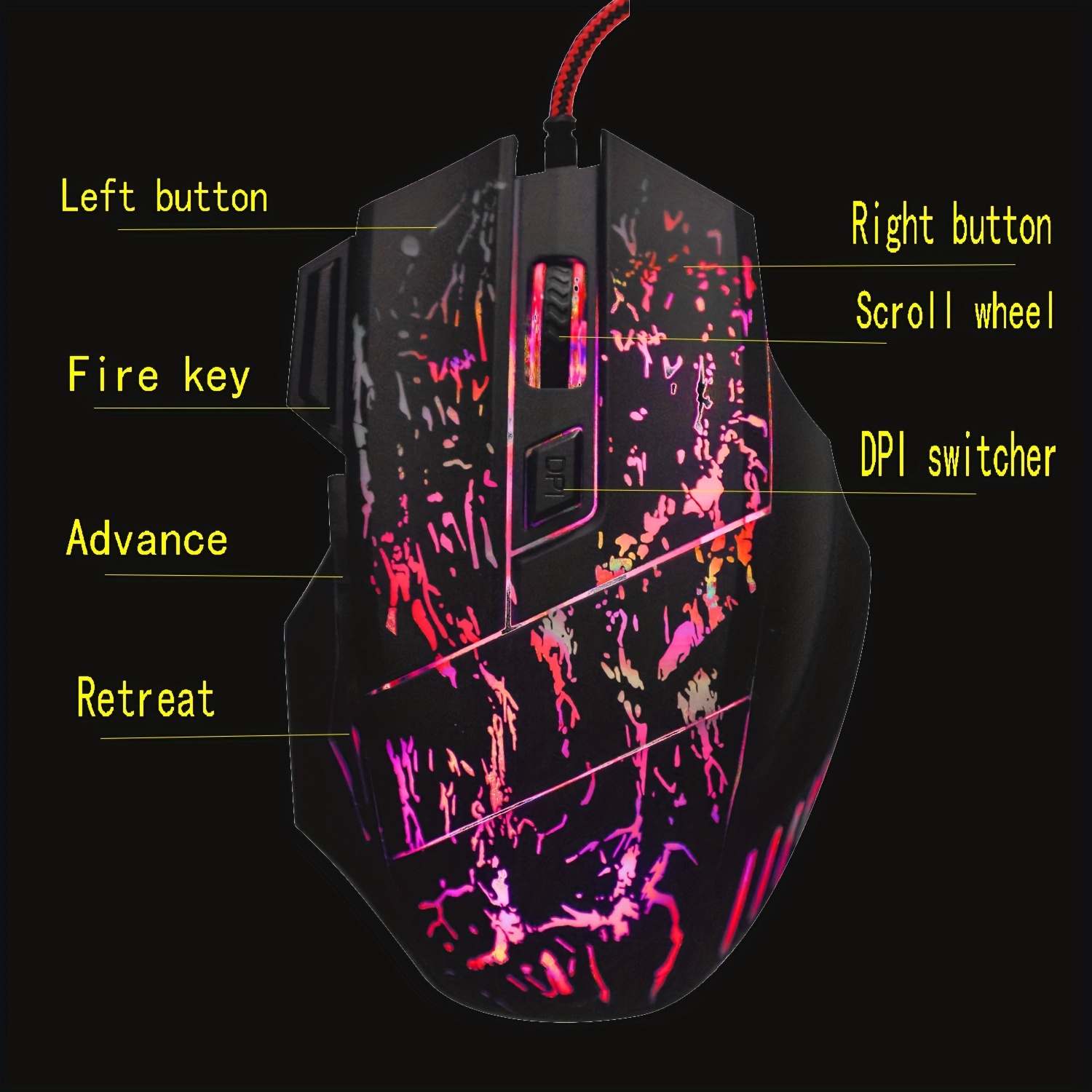 Exploding Cracked Rainbow Light Gaming Mouse