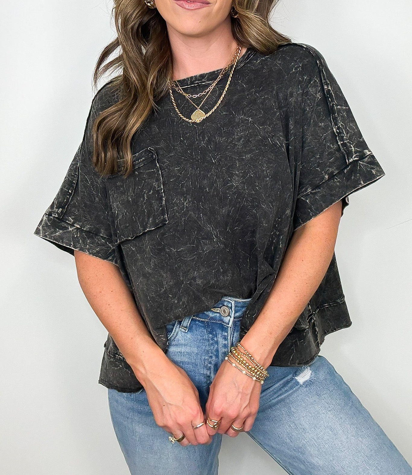 Vivid Aura Mineral Wash Oversized Tee