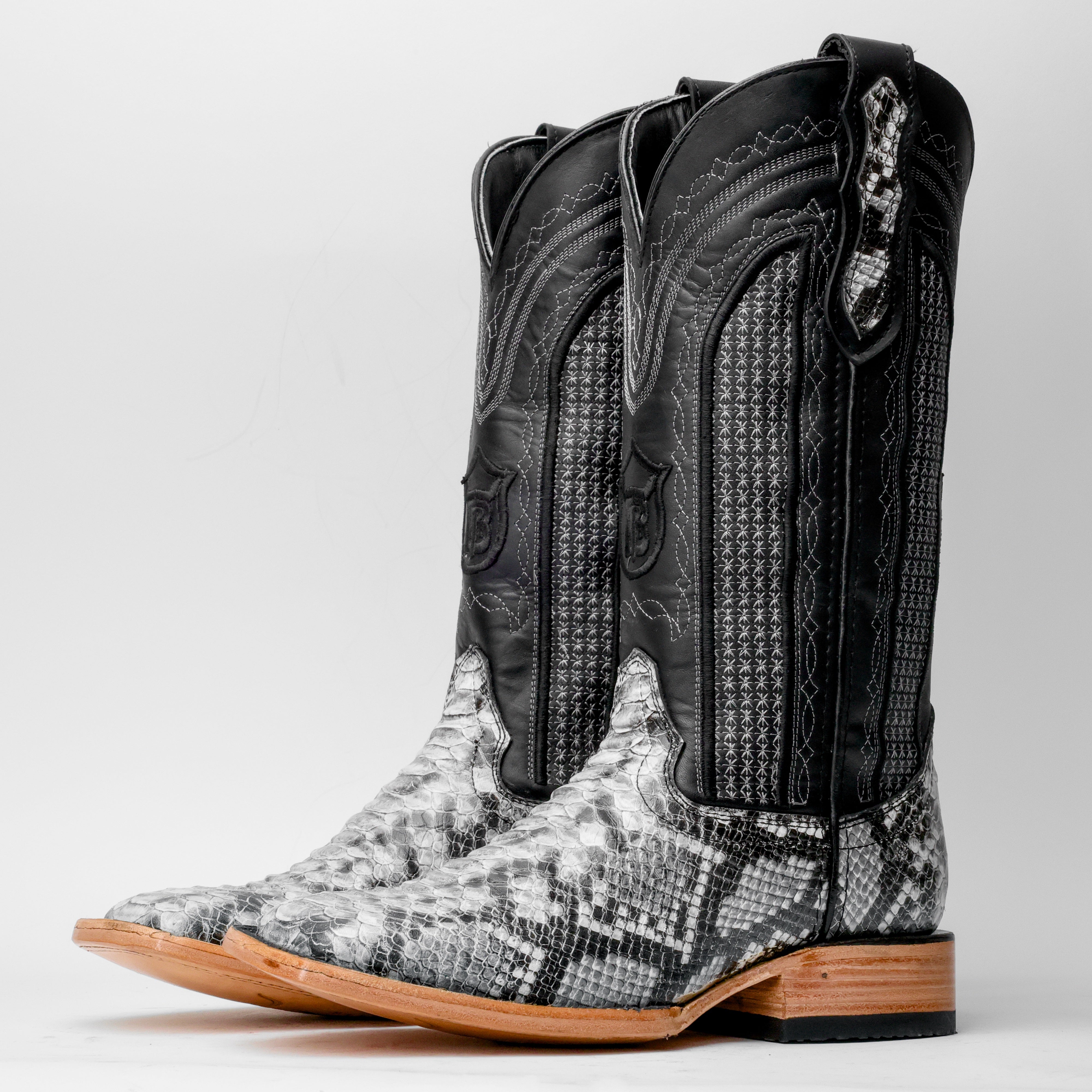 Natural Python Leather Boots - Square Toe