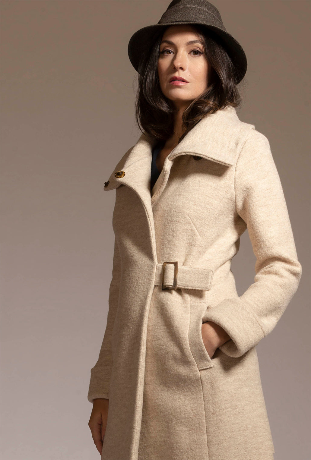 SANDSTONE COWL NECK COAT