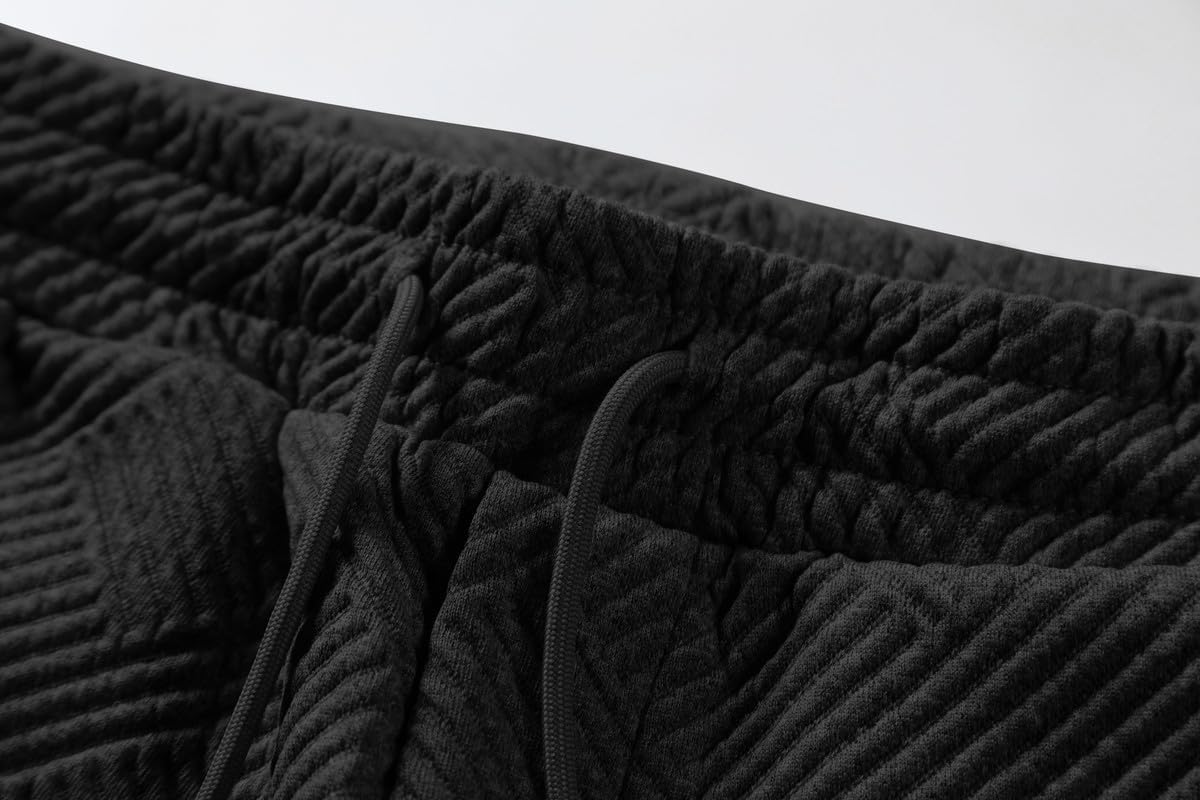 Mens 2 Piece Jacquard Sweatsuit Outfits Hoodie Sweatshirt & Joggers Sweatpants Set Tracksuit