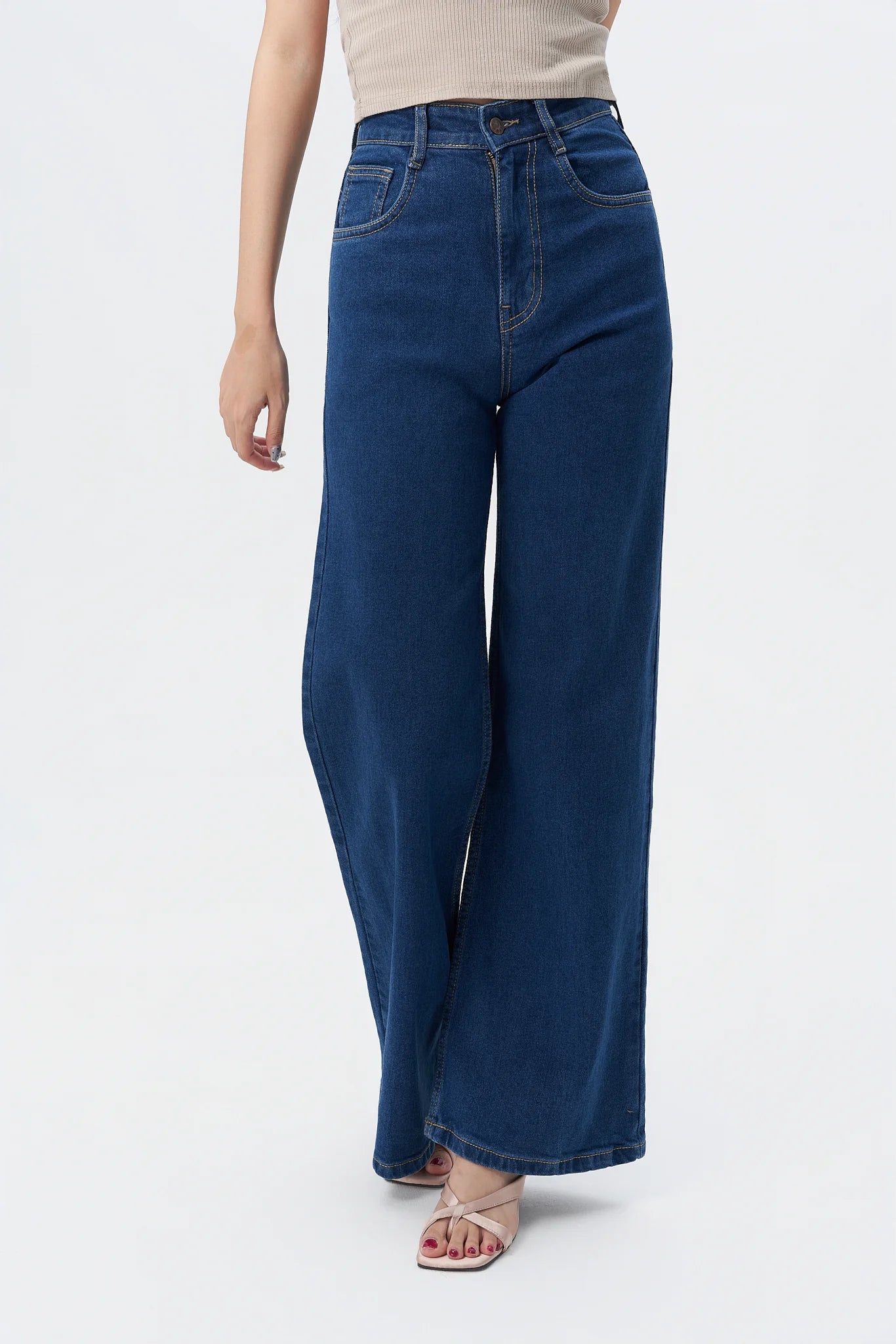 True Blue Wide Leg High Rise jeans