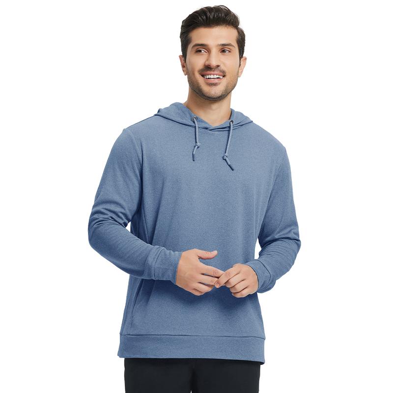 Men’s Solid Color Lightweight Golf Hoodie, 4-Way Stretch Breathable Dry Fit Pullover, Athletic Casual Fall Fashion drawstring sweatshirt Menswear Tops