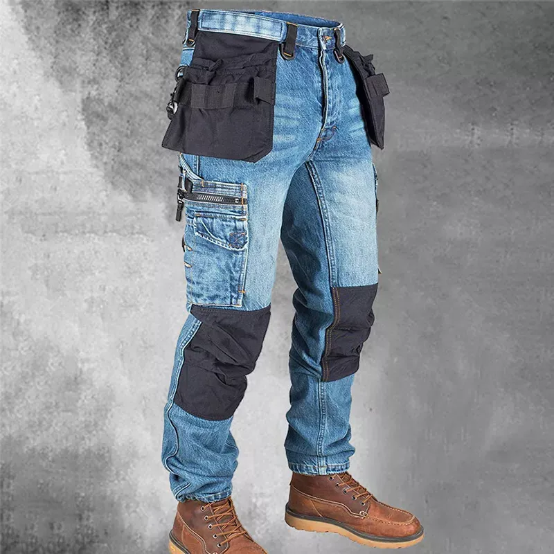 Men'S Pocket Patchwork Overalls