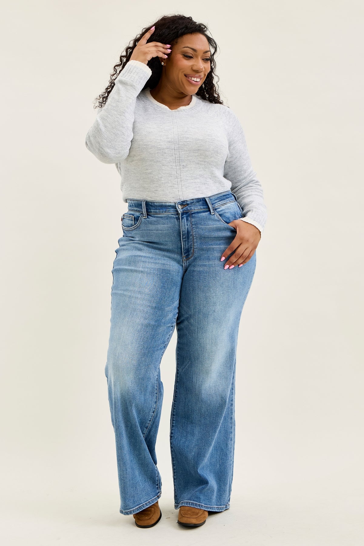 Lux Brushed Indigo Vintage Wide Leg - PLUS