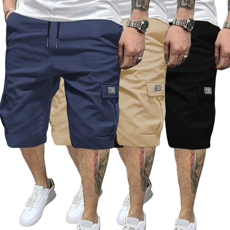 Men's Casual Shorts Set with Slanted Pockets