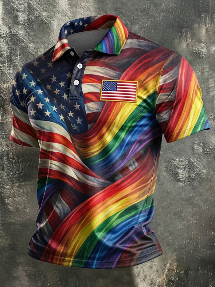 Men's American Anniversary LGBT Short-Sleeve Polo Shirt