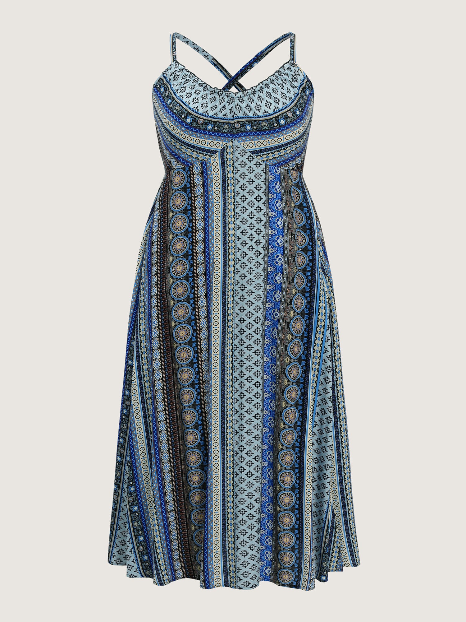 Boho Stripe Rayon Pockets Cami Maxi Dress