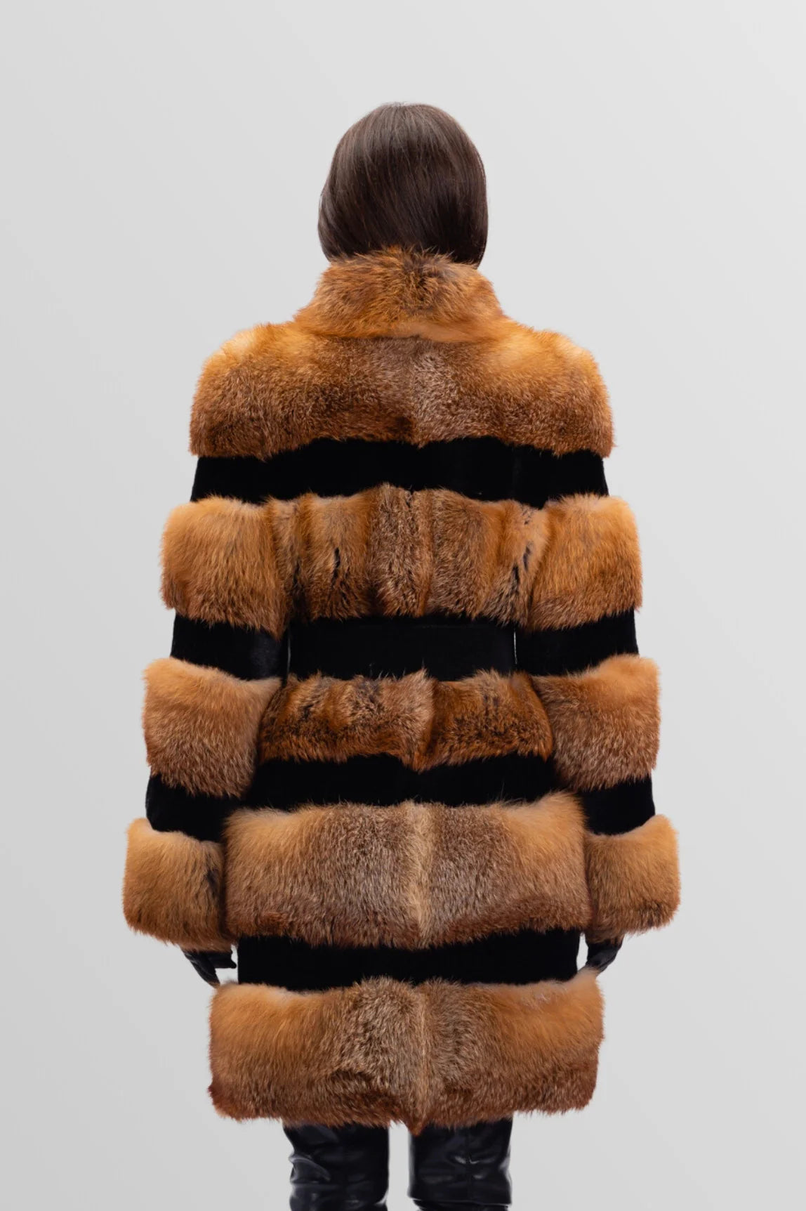 Haină din Blană Naturală de Vulpe Canadiană, Transformabilă, Femei, Brown Frost 245