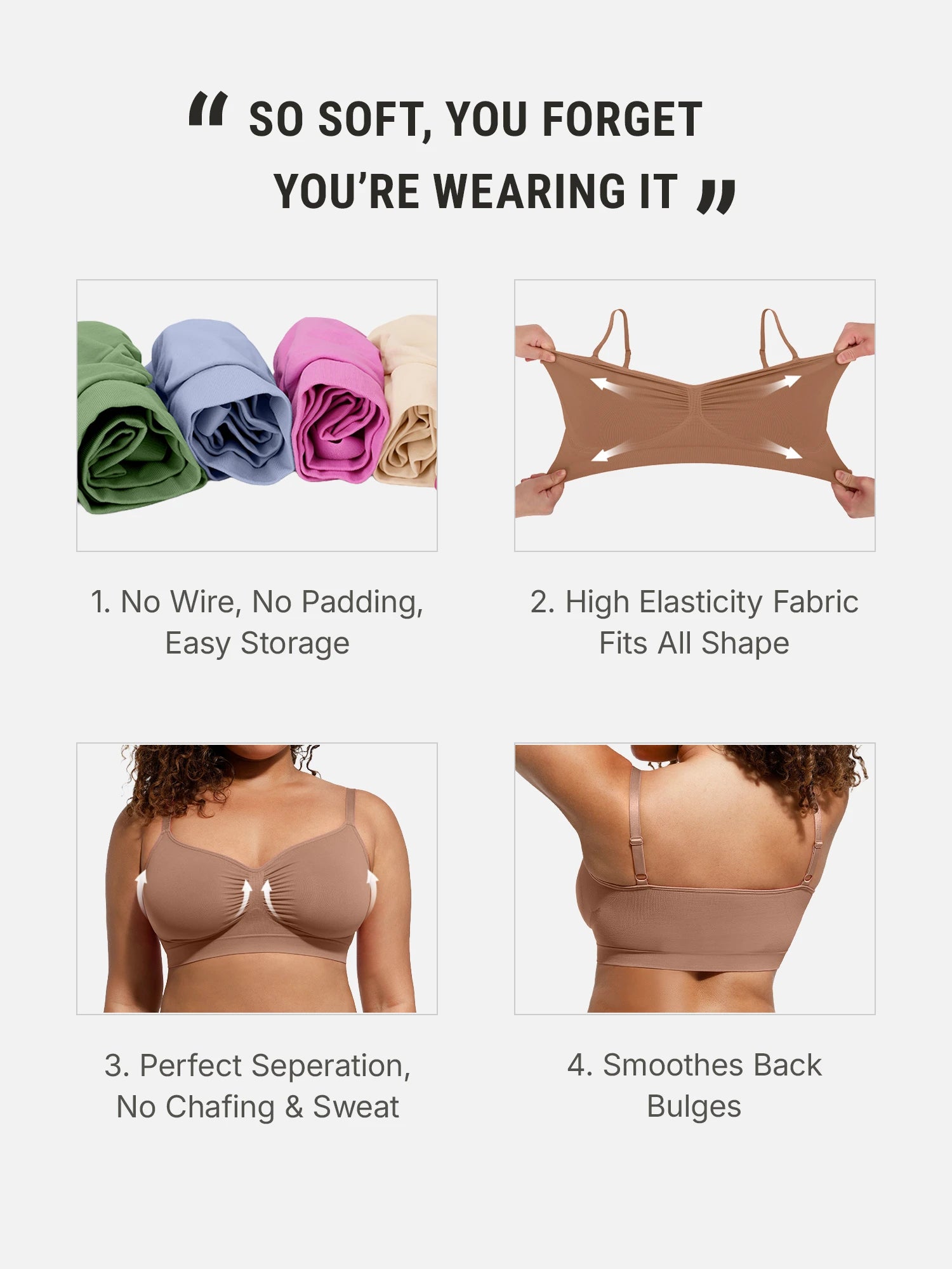 Feelingirl Everyday Wireless Bra Unlined Soft Bra