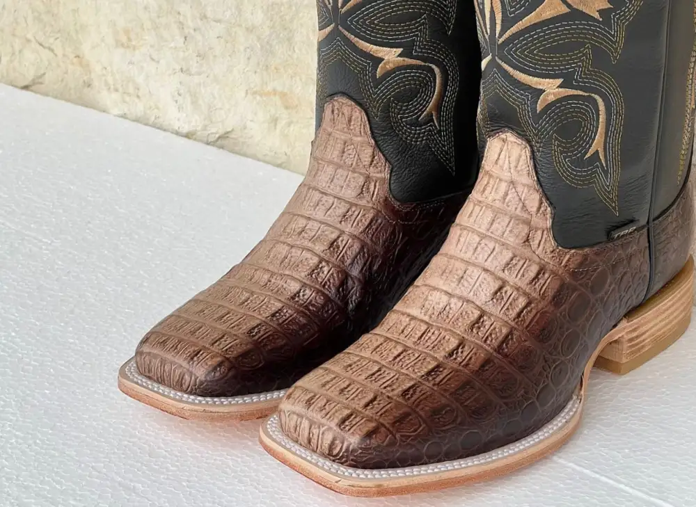 Men’s Ombré Caimán Horn-Back Leather Boots With Brown Shaft