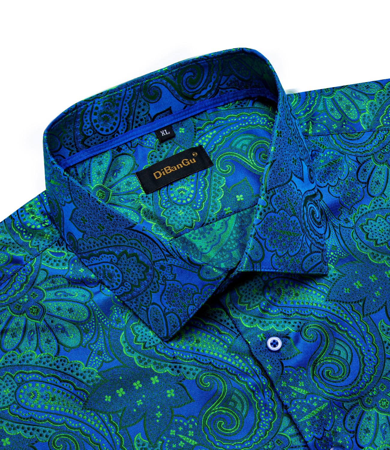 Men's Paisley Dress Shirt Long Sleeve Wrinkle Free Button Down Cowboy Shirts - Teal&green&paisley