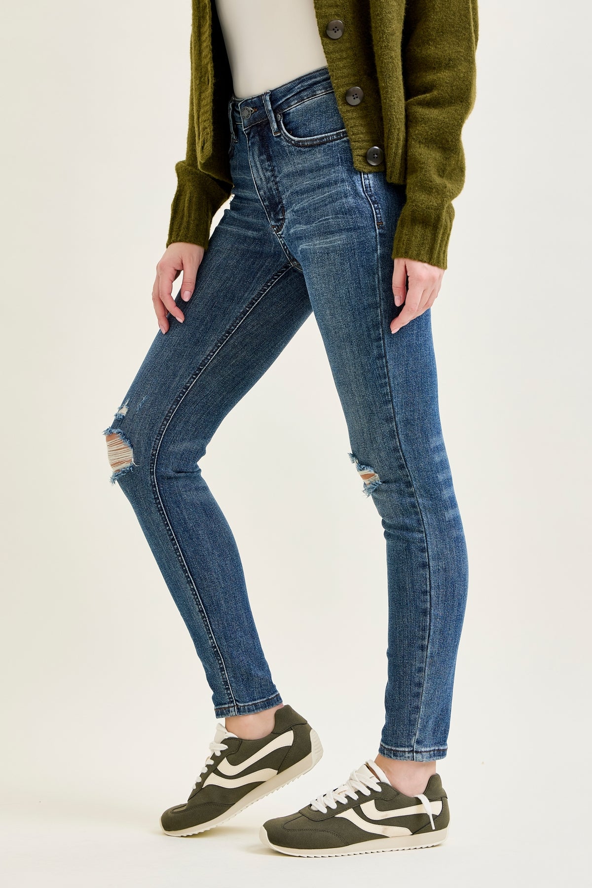 Freya Mid Rise Tummy Control Distressed Skinny