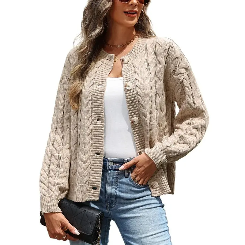 Casual Cable Knit Cardigan Sweaters for Women
