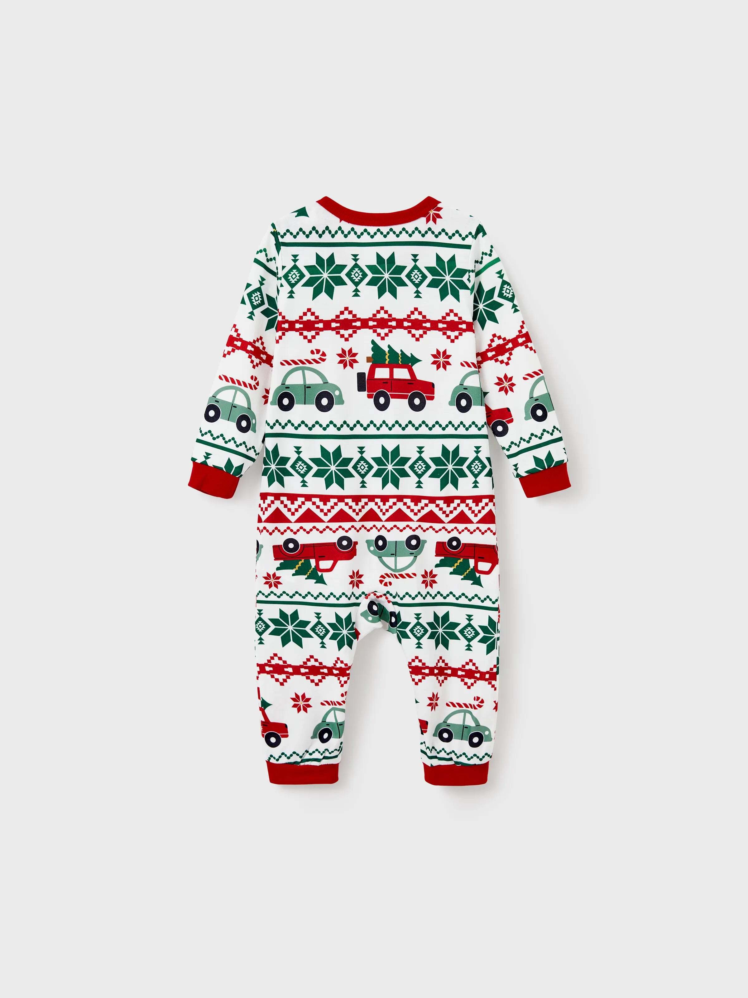 Christmas Matching Family Pajamas Set Snowflake and Car Print PJS with Christmas Socks Red