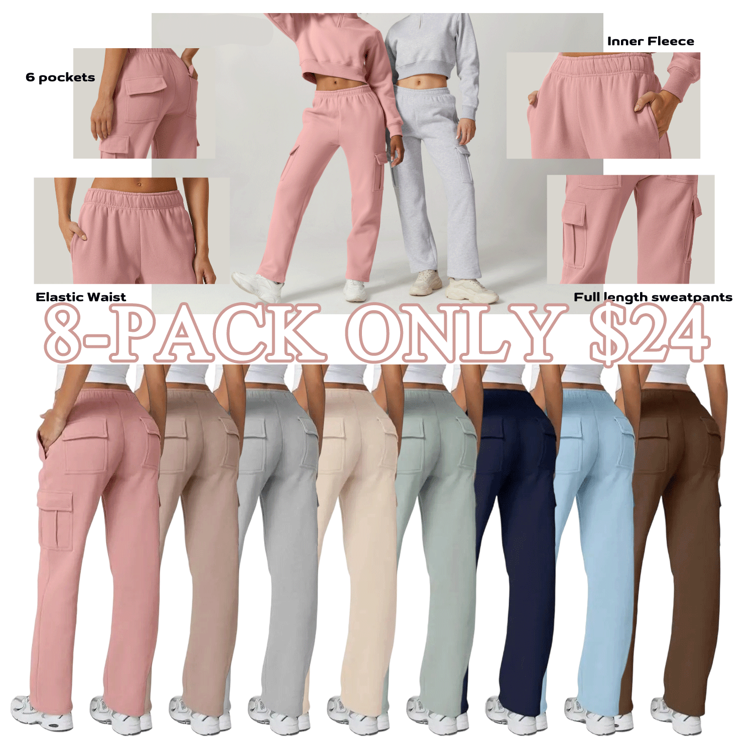 Women’s Medium Waist Fleece Baggy Sweatpants