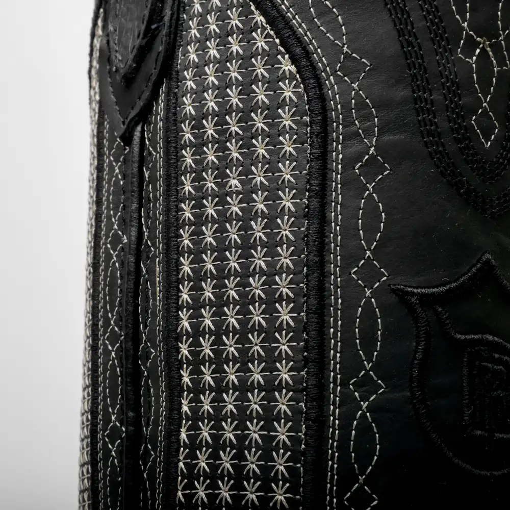 Matte Black Jumbo Python Leather Boots - Square Toe