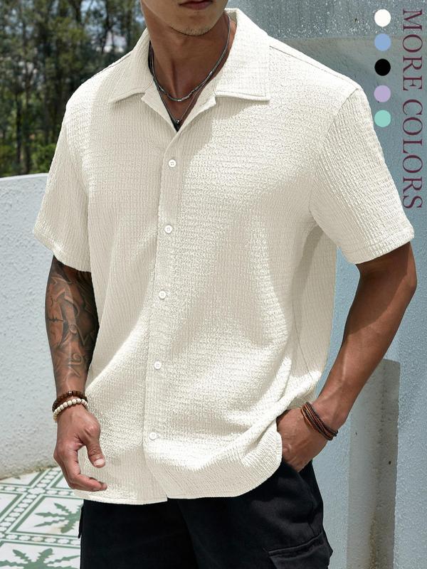 Men’s Lightweight Knitted Button-Front Short Sleeve Shirt