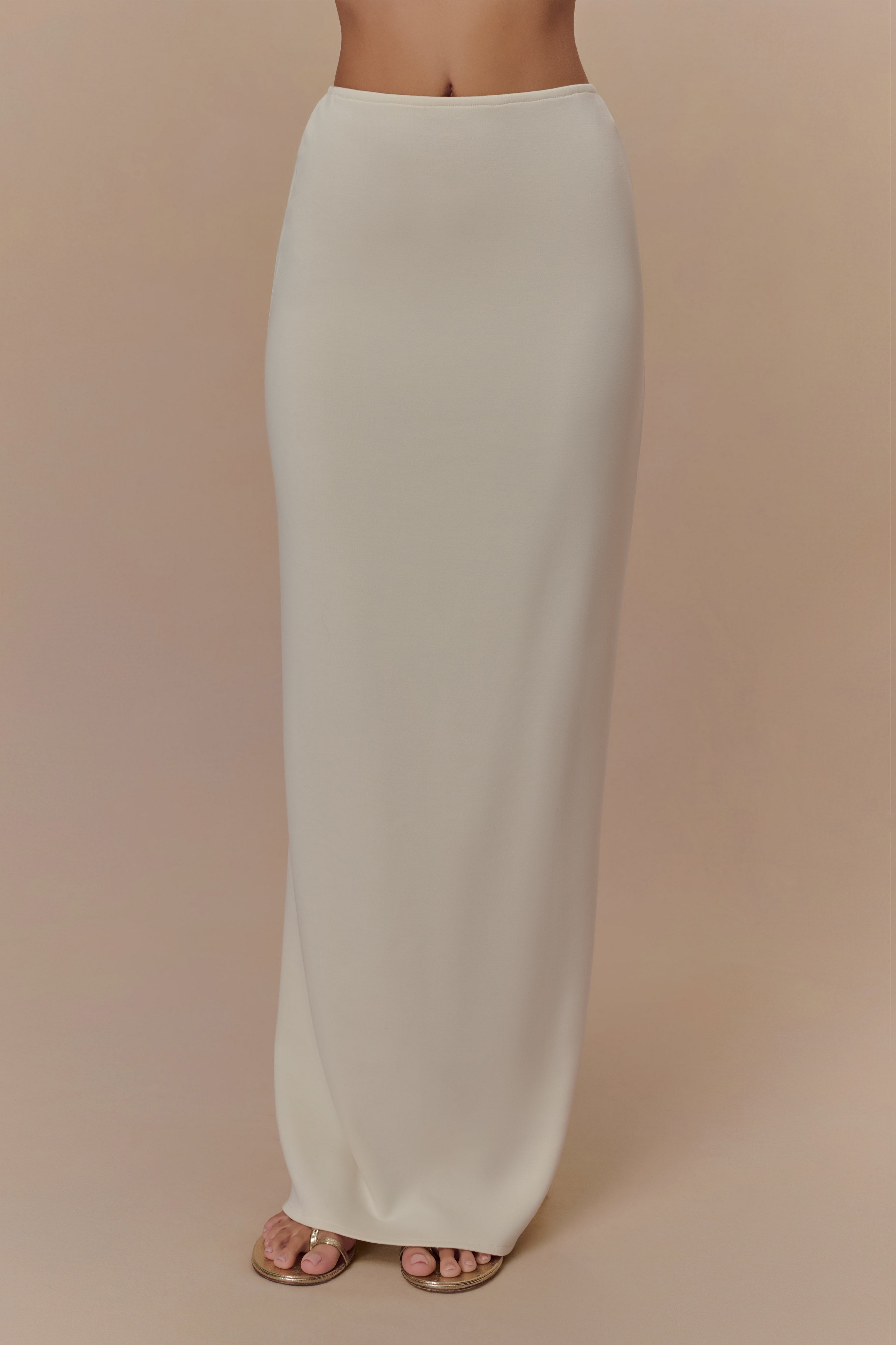 Ivory Scuba Jersey Maxi Skirt