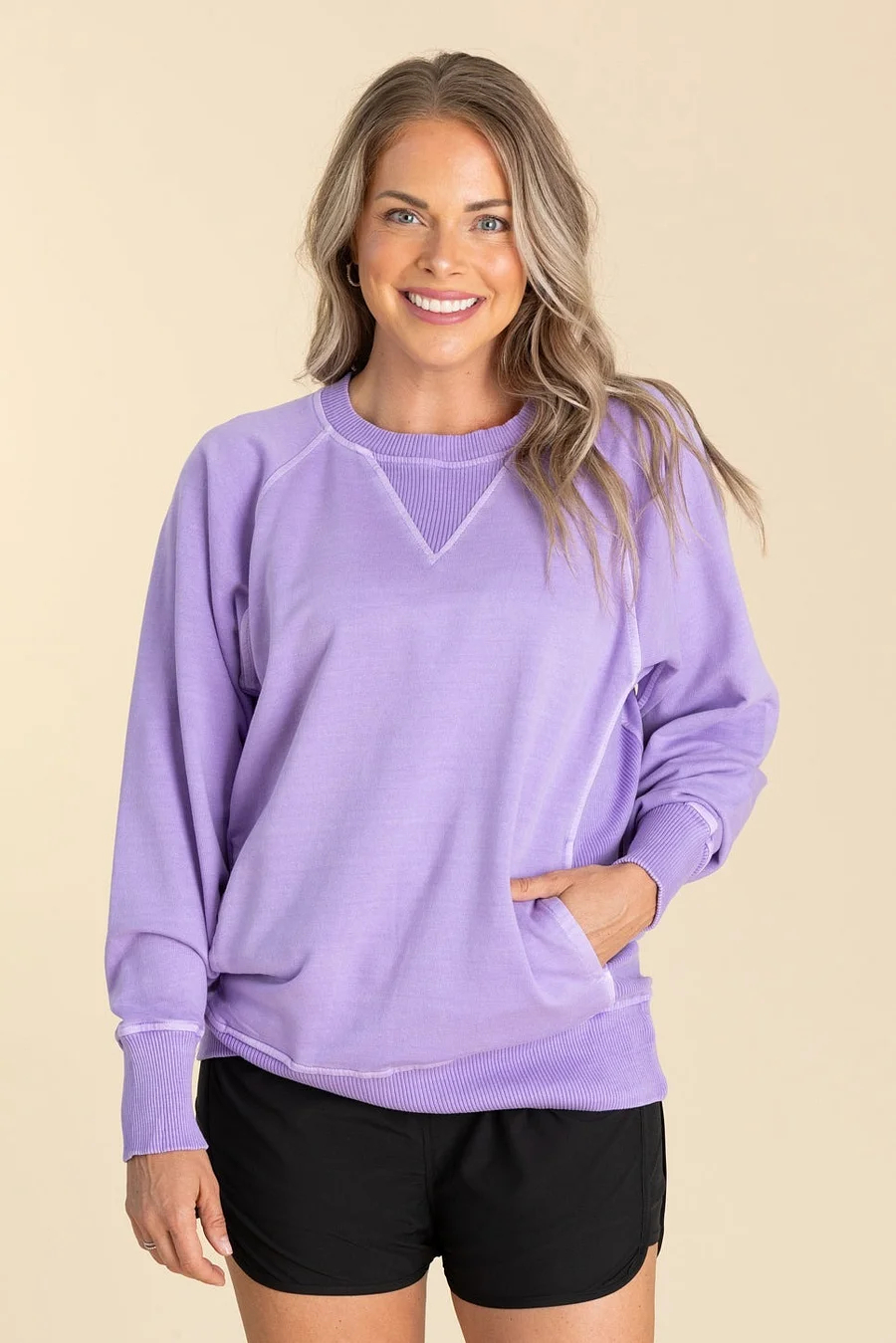 Woman's Pigment Dyed Sweatshirt With Pockets