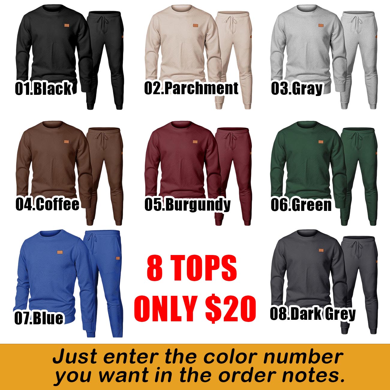 Men's 2-Piece Sweatsuit – Jacquard Crewneck Sweatshirt & Jogger Tracksuit Set