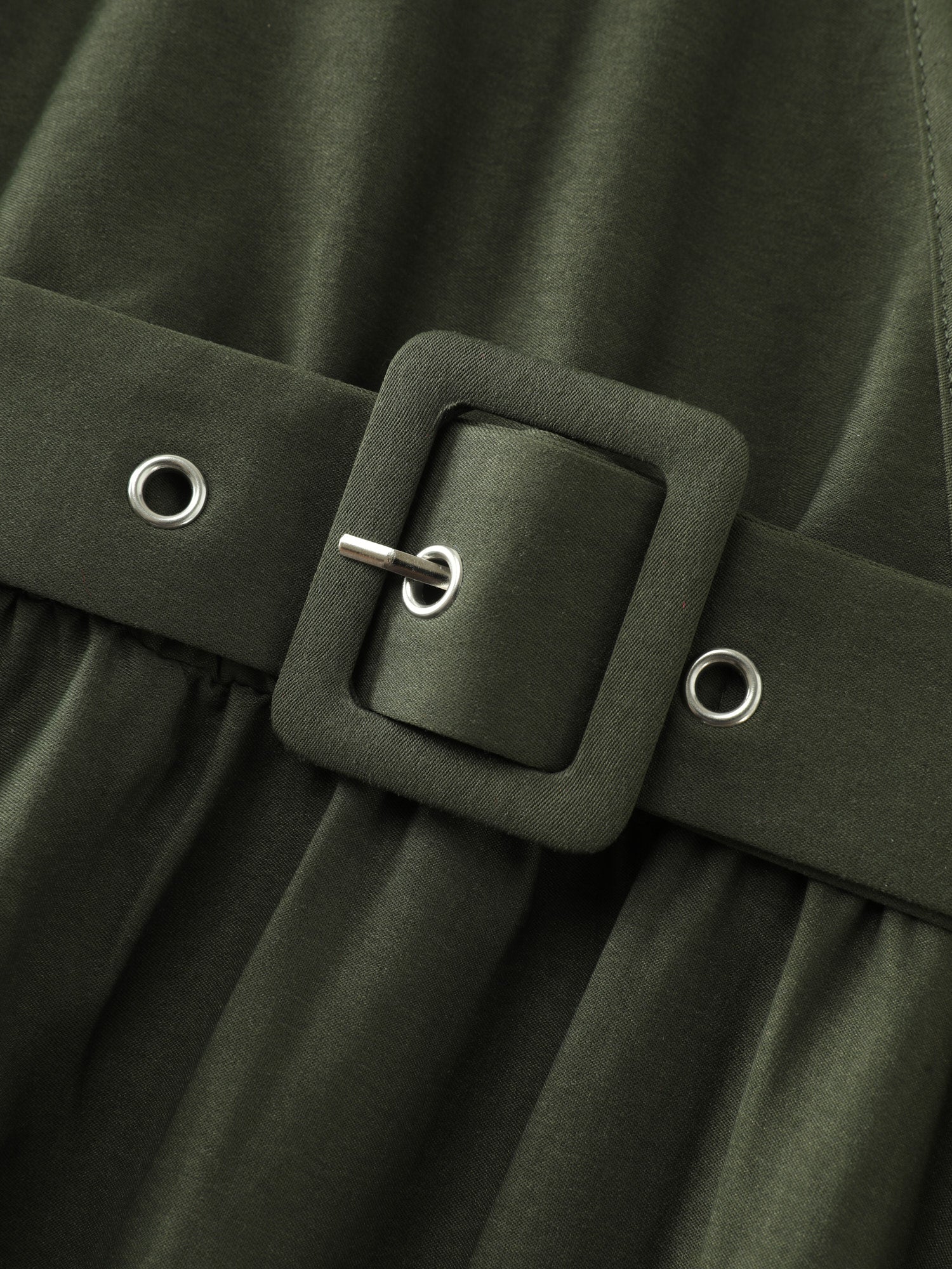 Waist-Tie Asymmetrical Hem Pockets Midi Dress