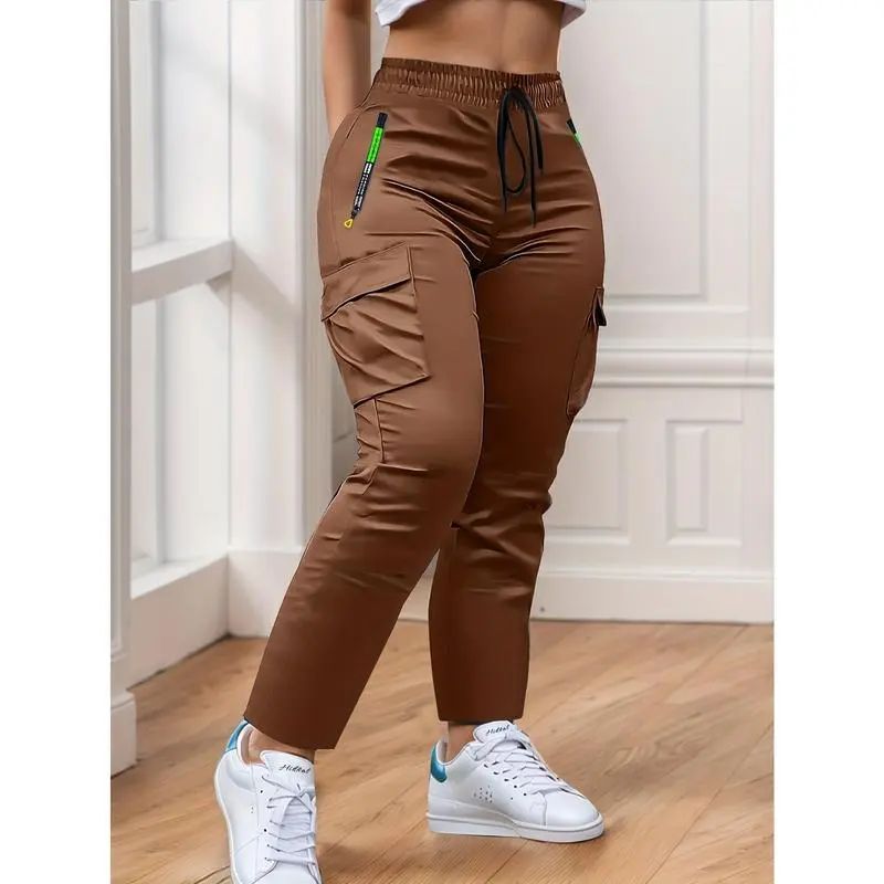 Women’s Cargo Pants with Zipper Pockets & Neon Accents