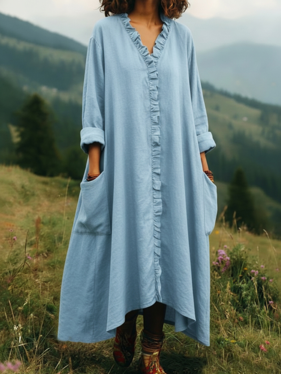 Vintage Lace V-neck Irregular Hem Dress