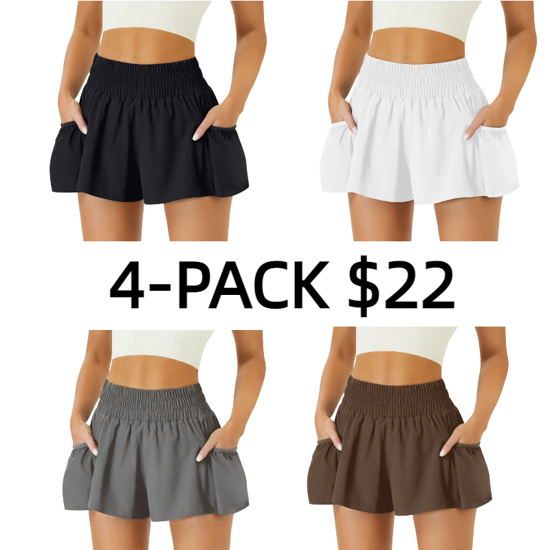 Athletic Shorts for Women High Waisted Elastic Running Shorts Gym Workout Flowy Shorts with Pockets