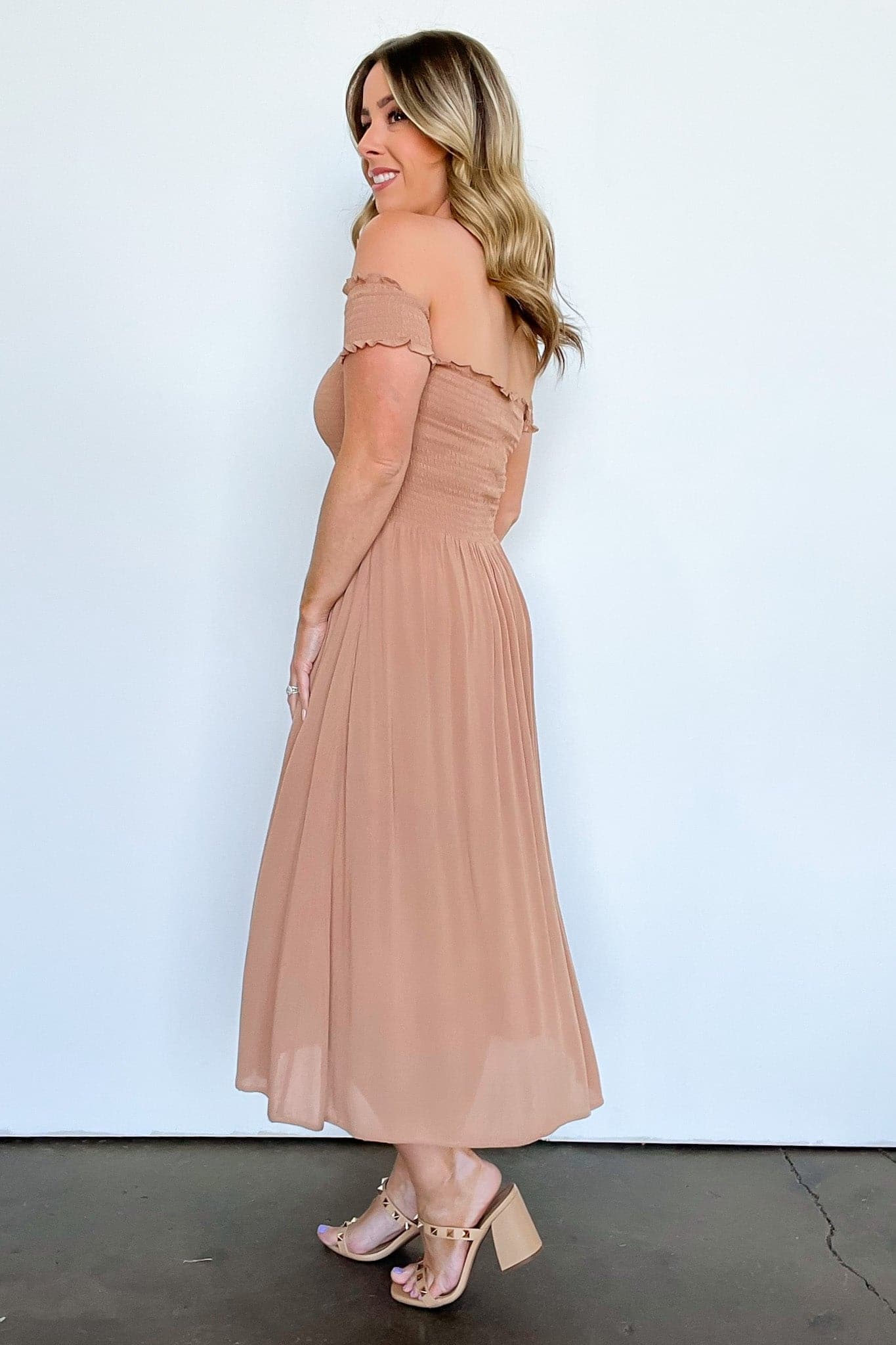 Off Shoulder Smocked Dress