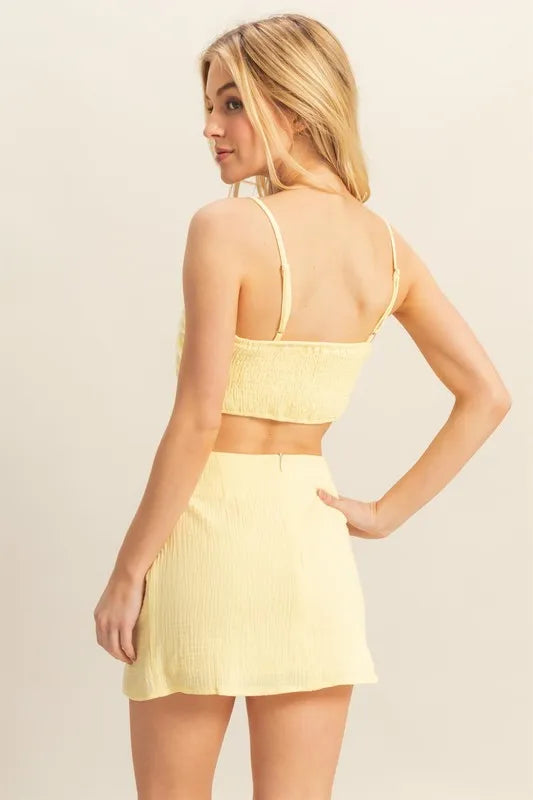 Hyfve Ruched Bra Top And Mini Skirt Set