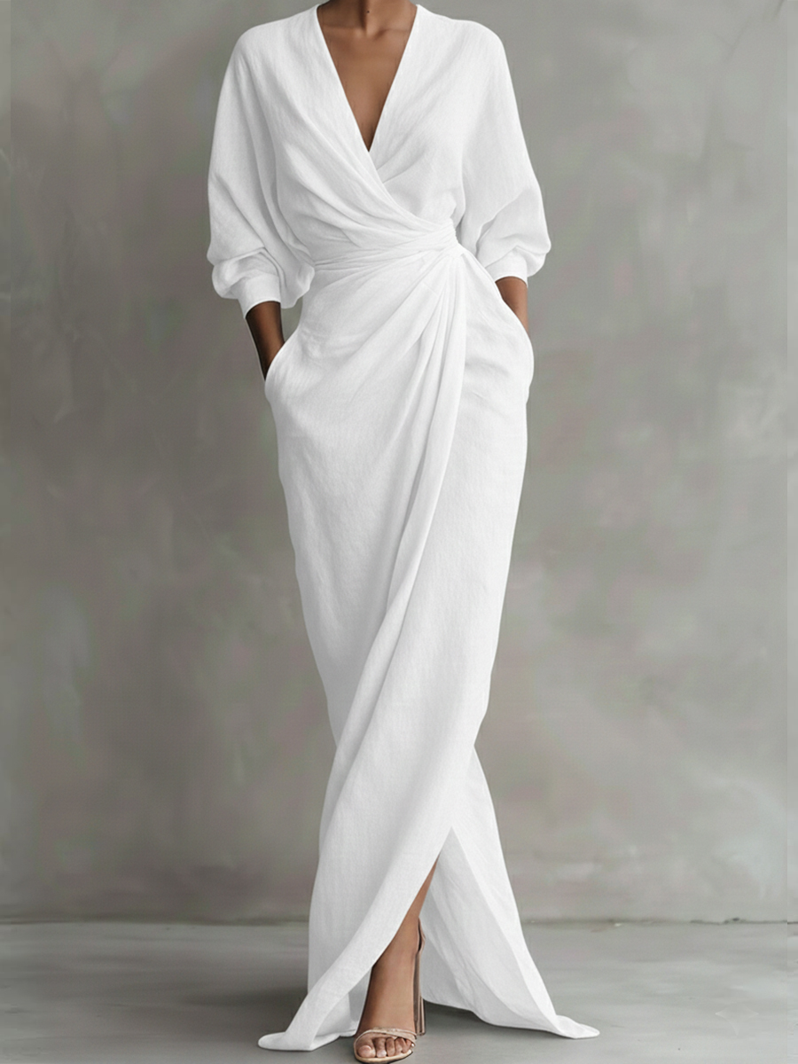 Women's Linen And Cotton Extra-long Dress
