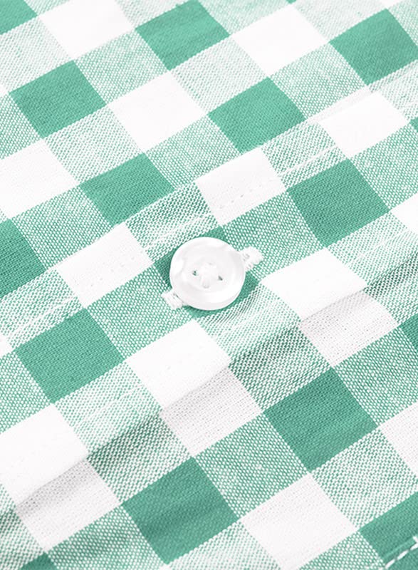 Mens Casual Button Down Shirts Short Sleeve 100% Cotton Plaid Shirts for Men